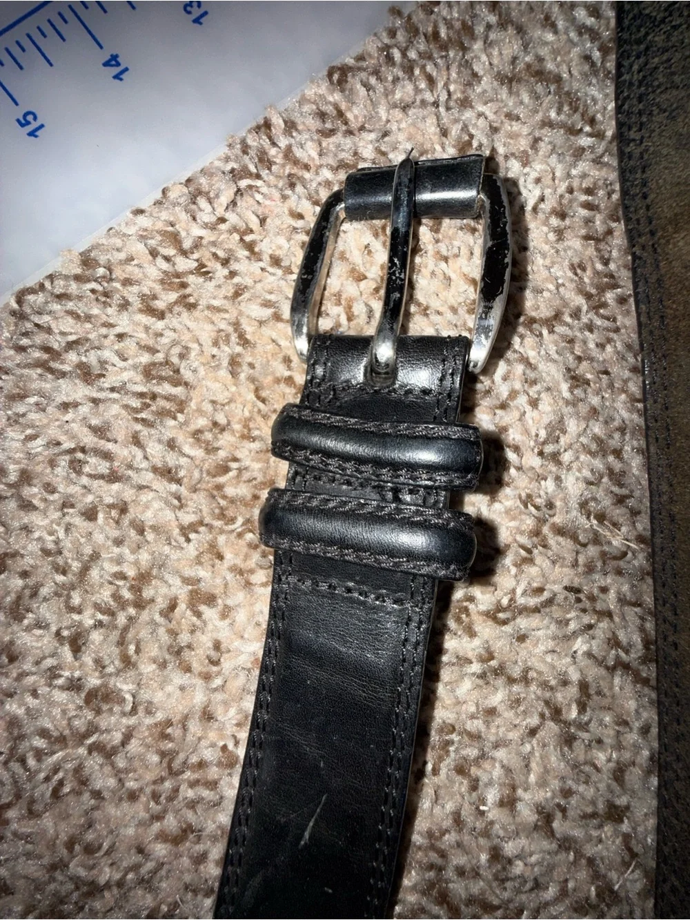 Fossil Black Leather Men’s Belt with Polished Buckle